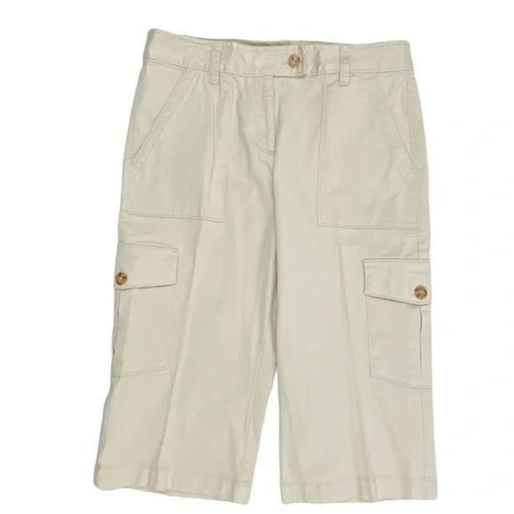 Rafaella Cargo Capri Women's size 6 Light Wash Beige Khaki Pants‎